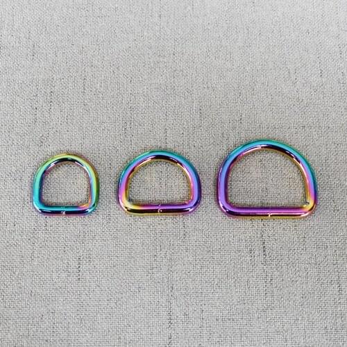 50 Pieces 15mm 20mm 25mm Colourful D Ring Metal Belt Ribbon Buckle Handbag Backpacks Strap Link Chain Leash Garment Accessory