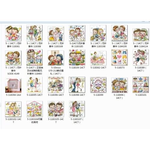 Lovely girls babies series cross stitch package flower aida 18ct 14ct 11ct black cloth people kit embroidery