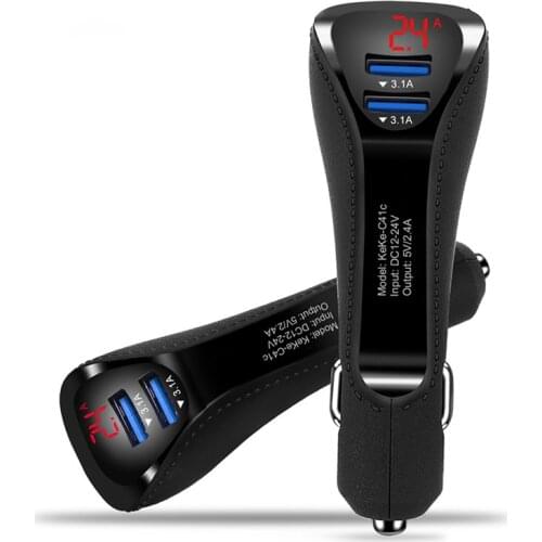 Multi-function Digital Car Charger Dual USB Interface Mini Charger Adapter for iPhone Huawei Samsung Galaxy