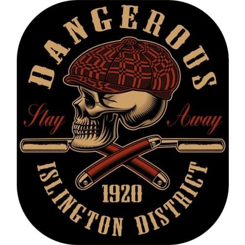 Skull style razor melon hat skull DANGEROUS motorcycle sticker decal #778