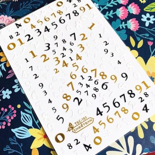 Newest TSC sereis TSC-151 Arabic numerals 3d nail art sticker nail decal stamping export japan designs rhinestones decorations