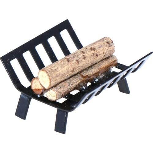 New 1/12 Metal Dollhouse Furniture Rack with Firewood for Living Room Fireplace Model Dolls Accessories