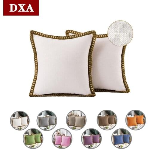 Luxury Cushion Cover 45x45/30x50/50x50cm Linen Pillowcase for living Room Throw Pillow cover with Lace For Car Seat Chair Decor