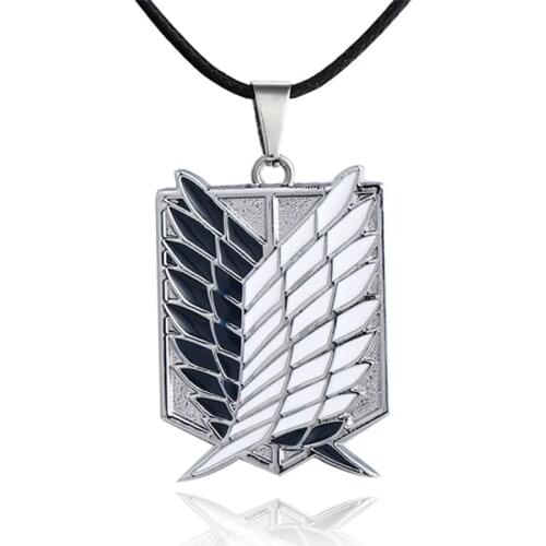 Anime Attack on Titan Badge Necklace Pendants Scout Regiment Logo Eren Mikasa Necklaces Cosplay Accessories Figure Toy Souvenirs