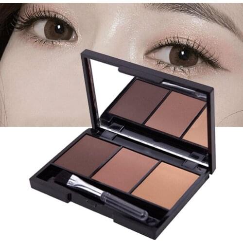 3 Color Eyebrow Powder Palette Easy To Wear Waterproof Makeup Eye Shadow With Brush Professional Cosmetic Eye Brow Enhancer