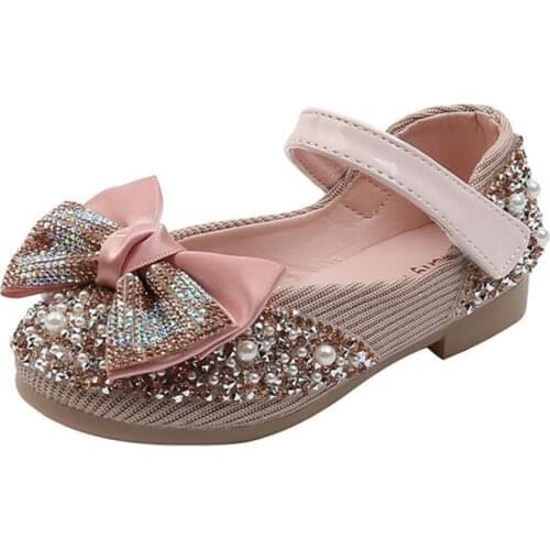 Girls' shoes spring and autumn new fashion color diamond bow princess shoes girls' dance shoes performance shoes