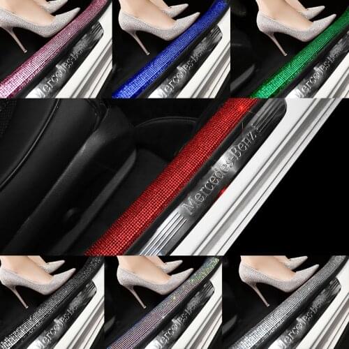 Car Door Protector Glitter Stickers Strip Bumper Protector Car Anti-Collision Tape Diamond Door Edge Guard Plate