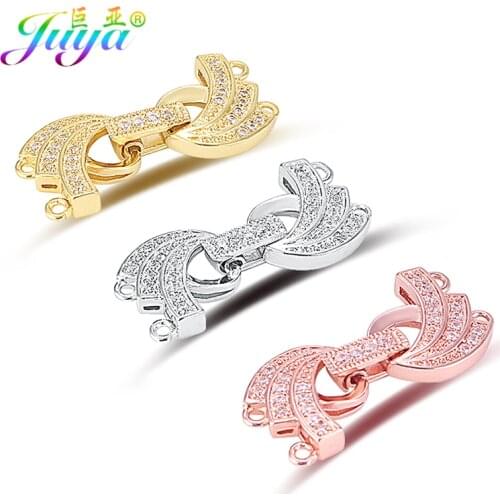 Ali Moda DIY Jewelry Findings Supplies Zircon Copper Connector Charm Fastener Clasp Accessories For Natural Stone Jewelry Making