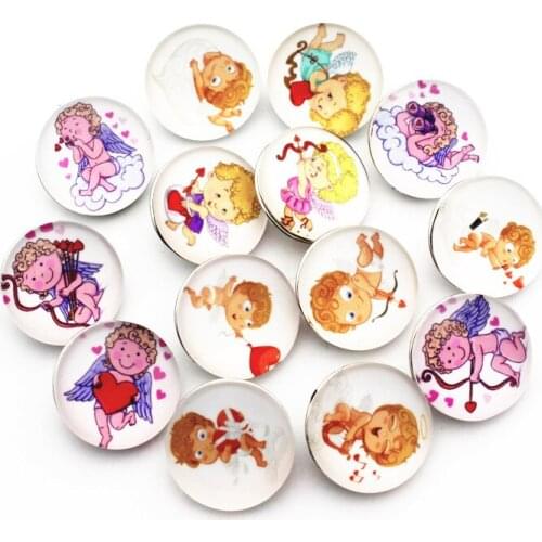 Hot selling 50pcs/lot Happy Valentines Day animal Snap Button Print Glass Snap Charms Fit 18mm DIY Ginger Snap Bracelet Jewelry