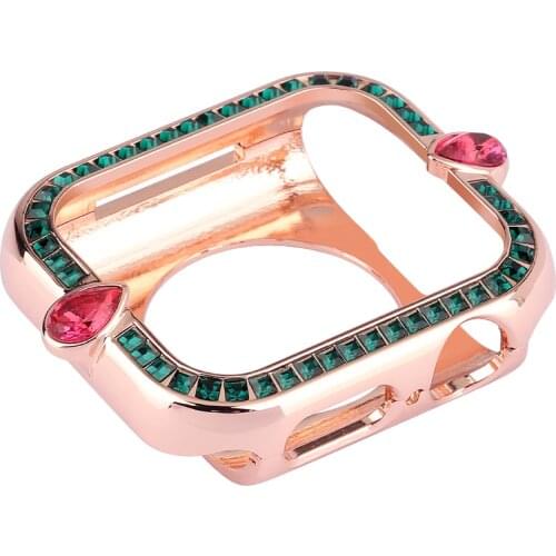 Luxury Women Metal Carved Cover for Apple Watch Case Series 6 SE 5 4 3 Diamond Bumper for iWatch 40mm 44mm 38mm 42mm Bling Shell