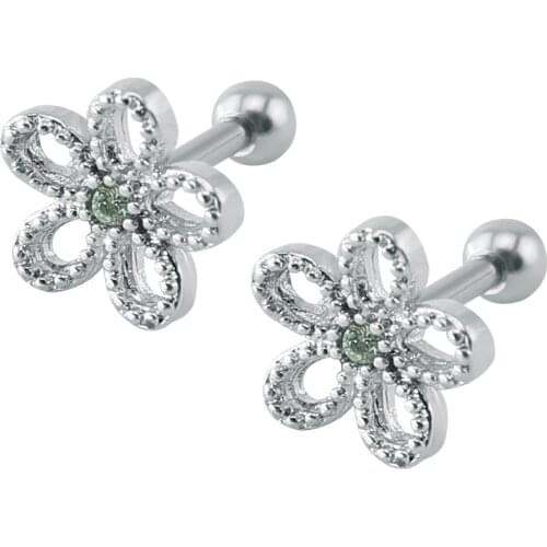 Simple Flower Design Stud Earrings Stainless Steel Stud Earrings Women Piercing Crystal Earrings Piercing Women Fashion Earring