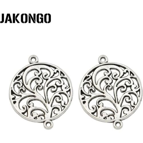 Antique Silver Plated Tree of Life Connector for Jewelry Making Bracelet Accessories Findings DIY 25mm 8pcs/lot