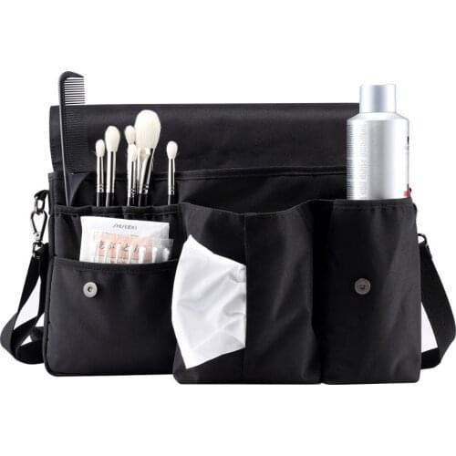 Rownyeon Makeup Artist Bag Studio Bag Waist Bag Brushes Storage for Makeup Artist Hair Stylist with Tissue Pocket Brushes Holder