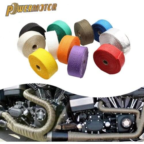 5cm*5M Motorcycle Exhaust Heat Wrap Thermal Exhaust Tape for Motorcycle Fiberglass Heat Shield Tape with Stainless Ties