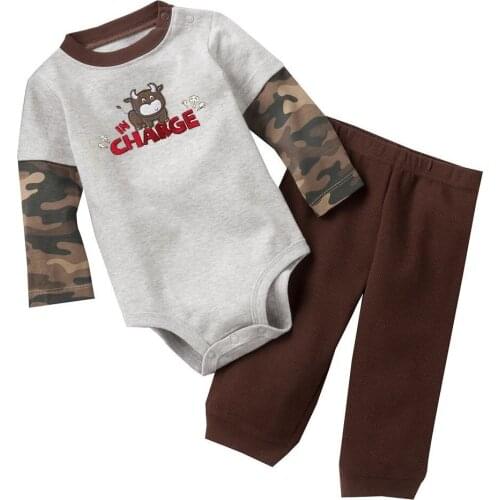 2020 Spring Baby Bodysuit Pant Suit Camouflag Babies Boys Clothes Set Newborn Jumpsuit infant clothing Camo Trouser 100% Cotton