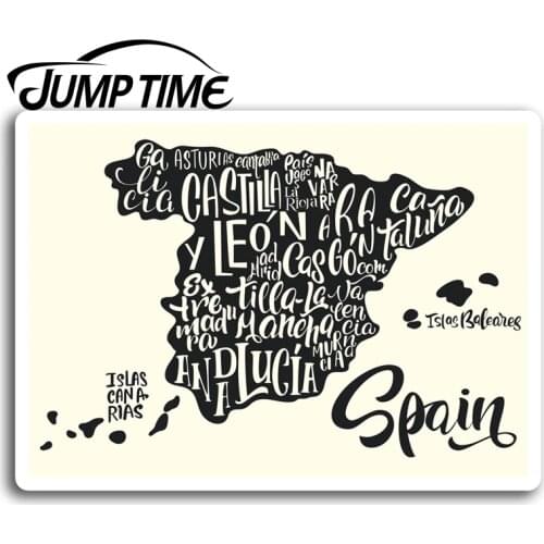 Jump Time for Spain Spanish Map Vinyl Stickers Sticker Laptop Luggage Gift Truck Window Bumper Decal Waterproof Accessories
