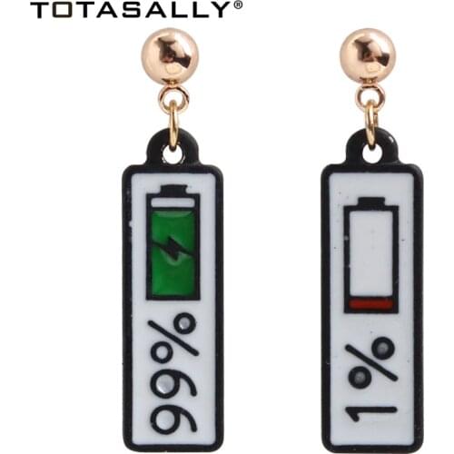 TOTASALLY Noval Design Girls Earrings Cute Funny Power battery Earrings Enamel Statement Jewelry Wholesale Gifts Dropship