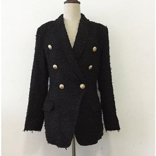 Female coat metal New head fund of autumn winters elasticity fringed shawl collar double-breasted suit