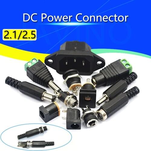 10PCS DC Power Connector pin 2.1x5.5mm Female Plug Jack + Male Plug Jack Socket Adapter PCB Mount DIY Adapter Connector 2.5X5.5