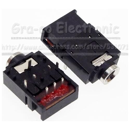100pcs/lot 3.5mm headphone holder 8P female socket two-channel stereo audio jack 8-pin DIP with switch