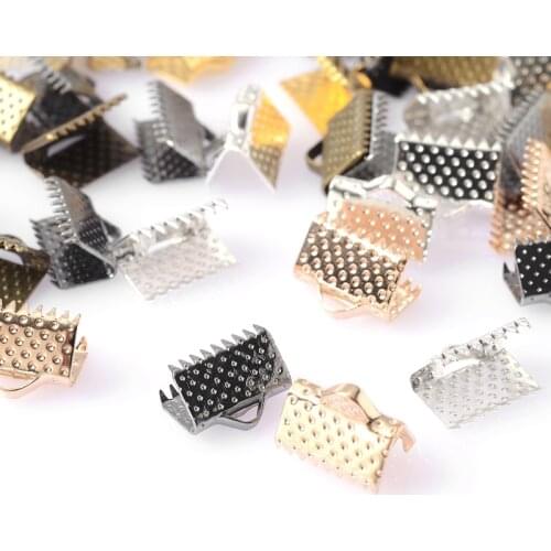 100Pcs/Lot 8/10mm Multi-Tooth Cord Crimp End Beads Buckle Flat Cover Clasps For DIY Jewelry Making Bracelet Necklace Accessories