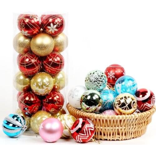 24pcs/lot Christmas Ball Ornaments 2.36" Christmas Decorations Tree Balls for Holiday Wedding Party Decoration Tree Pendants
