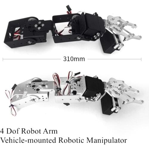 4 Dof Robot Arm Vehicle-mounted Robotic Manipulator for Smart Car Tank Chassis+Mechanical Claw+4PCS High Torque Servo DIY RC Toy