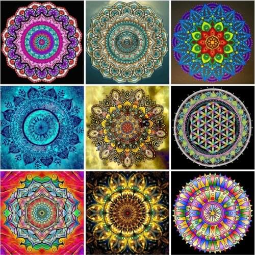 5D Abstract Diamond Painting Mandala Flower Cross Stitch Kit Diamond Embroidery Mosaic Handmade Christmas Decor Broderie Diamant
