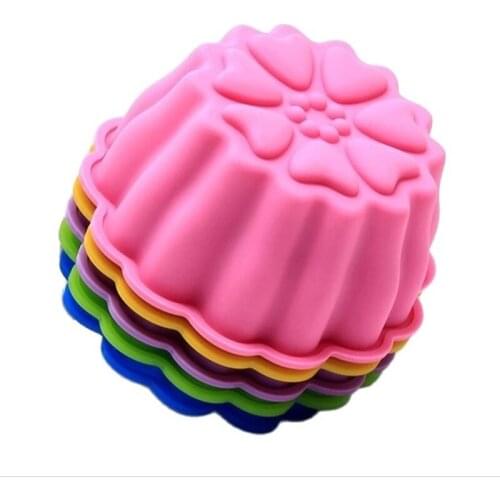 6pcs 9.5 Cm Muffin Cupcake Silicone Cups Round For Muffin Cupcake DIY Baking Fondant Muffin Cake Cups Molds D583