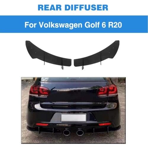 Car Rear Diffuser Lip Splitters Fins For Volkswagen VW Golf 6 VII GTI R20 Fins Shark Style Bumper Cover Splitters ABS Black