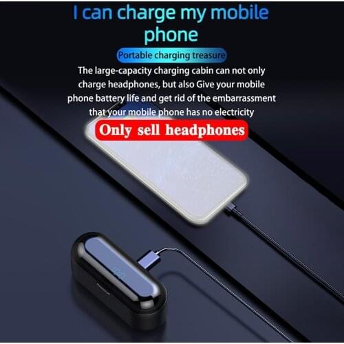 F9 5.0 Bluetooth Wireless Earphone LED Display With Microphone Headphone Power Bank Headset With 2000mAh U0H6