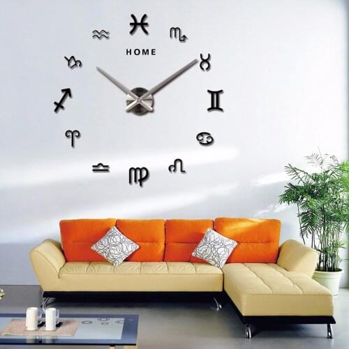 Constellations Large Wall Clock Home Letter 3D DIY Acrylic Mirror Wall Sticker Mute Oversize Kitchen Clock Modern Design Decor