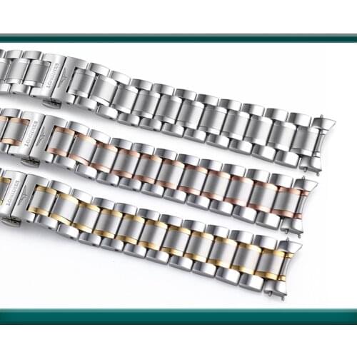 Watch accessories elbow solid stainless steel watch steel belt men and women steel belt chain 14 19 20 21 mm