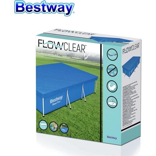 Bestway 58106 Rectangular 3.04m*2.05m Swimming Pool Cover Cloth Mat Cover Frame Pool for Garden Swimming Rainproof Dust Cover