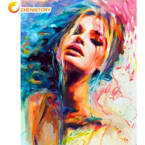 CHENISTORY 60x75cm Frame Diy Painting By Numbers Colorful Girls Figure Picture By Numbers Modern Wall Art Canvas For Diy Gift