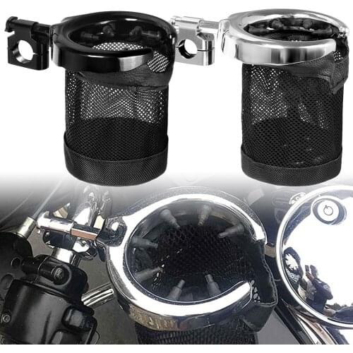 Motorcycle 22/25mm Handlebar Cup Holder Metal Drink Basket Chrome/ Black For Honda For Kawasak For Harley Custom Dyna Fat Bob