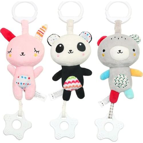 Baby Plush Animal Rattle Crib Pram Stroller Hanging Bed Bell Musical Mobile Rattle Newborn Infant Appease Cute Cartoon Toy