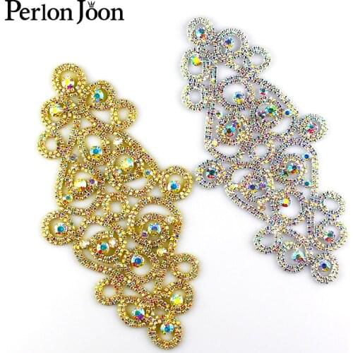 Diy Sew on the Clothes Sparkling Retro Rhinestone applique Ab Crystal Decoration for Women Wedding dress YH005