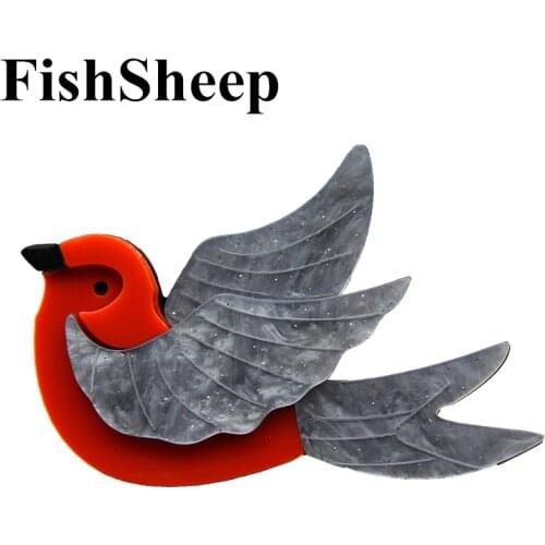 FishSheep Vintage Acrylic Birds Pins And Brooches For Women Kids Cute Animal Flying Bird Brooch Badge Fashion Womens Accessories