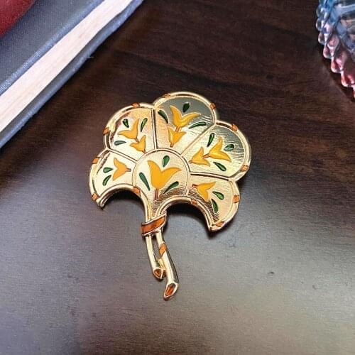 HOSENG Palace Classical Gold Blooming Flower Enamel Pin Brooch Women Wedding Anniversary Jewelry Gift Birthday For Friends HS_75