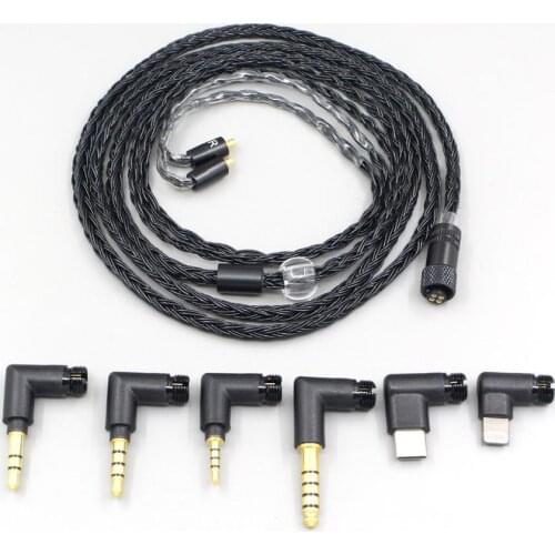 LN006968 16 Core Black OCC Awesome All In 1 Plug Earphone Cable For Dunu T5 Titan 3 T3 (Increase Length MMCX)