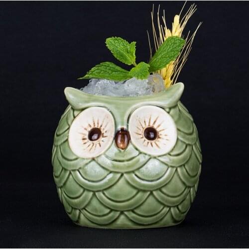 Cute Owl Hawaii Tiki Mugs Cocktail Cup Beer Beverage Mug Wine Mug Ceramic Ku.Ku.Kauioo Mug Bar Tools