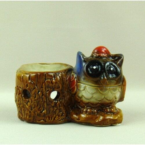 Cute Porcelain Owl Miniature Candle Holder Decorative Ceramics Nighthawk Aroma Burner Houseware Ornament Art Craft Accessories