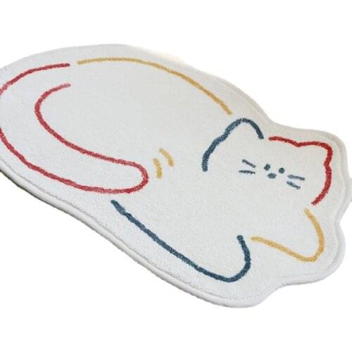 Cartoon Cute Cat Print Entrance Mat Floor Mats Bedroom Carpet Anti-Slip Kitchen Toilet Doormat Home Decor