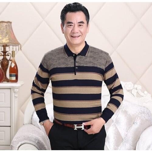 Men autumn 2018 patchwork colors knit shirt male long sleeve turndown hit colors striped sweater clothes