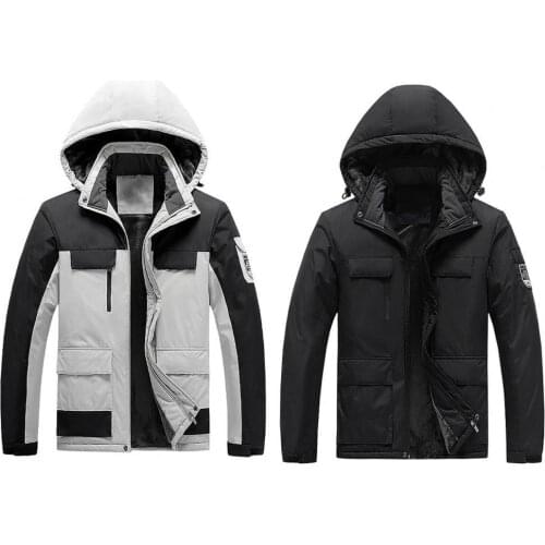 Men Hiking Zipper Lightweight Rain Jacket Waterproof Coat Warm Outwear with Hood Male Casual Wear for Winter Keeping Warm