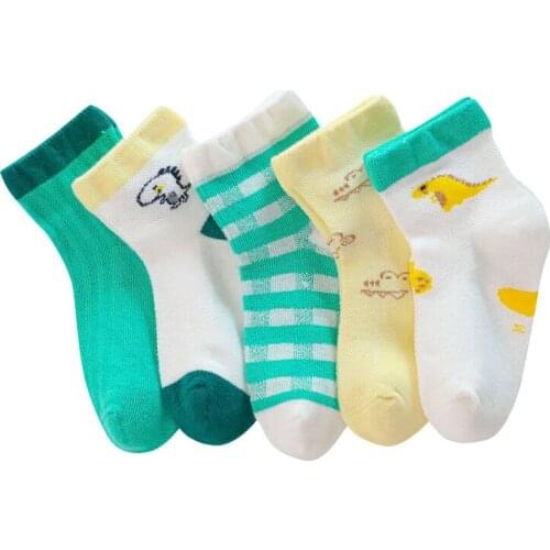 Kids New Design High Elastic Cartoon Print Net Design Breathable Soft Wearing Summer Socks Ankle High Summer Boat Sock