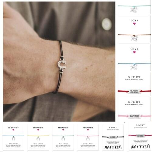 Friendship Gift for Cowboy Cowgirls Silver Real Grandmas Ride Horses Horse Shoes Charm Bracelets for Women