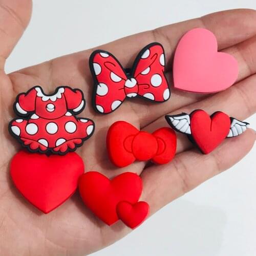 Wholesale 100PCS Mix Red Heart PVC Craft Flat Back DIY Boys Girls Shoes Embellishment Scrapbooks Clothes Jewelry