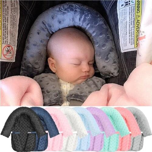 Baby Head Support Pillow Headrest with Matching Seat Belt Strap Covers Carseat Headrest